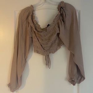 Forever 21 long sleeve ruched crop top